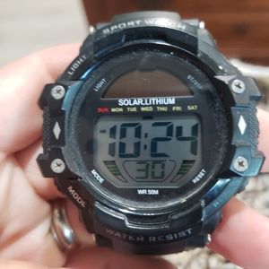 Men's Sports watch, solar lithium
